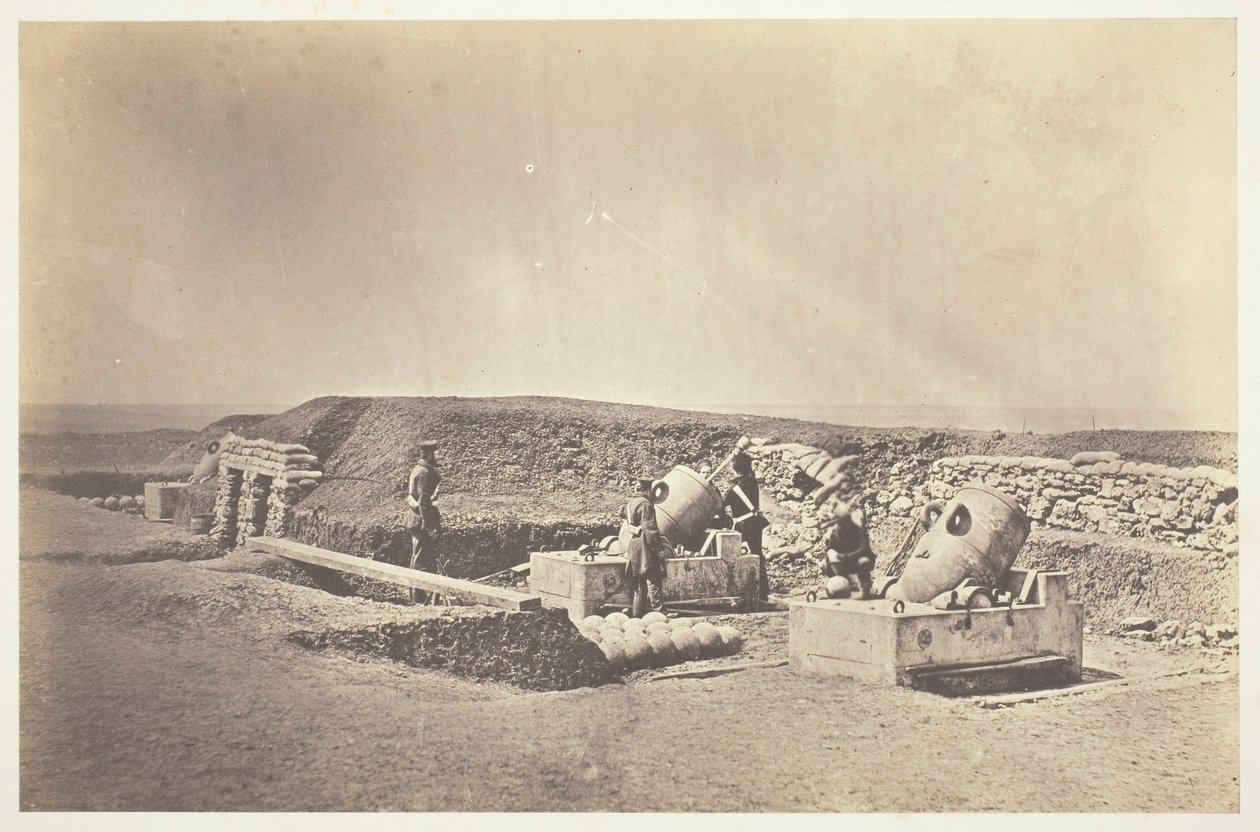 Aknavetős ütegek a Picquet House előtt, Könnyű Hadosztály alkotó: Roger Fenton