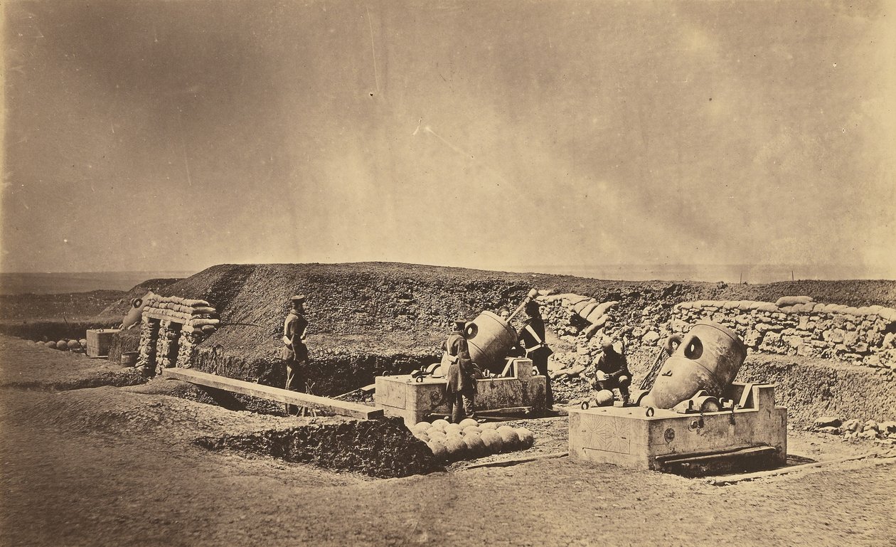 Mozsárütegek a Picquet House előtt, könnyű hadosztály alkotó: Roger Fenton