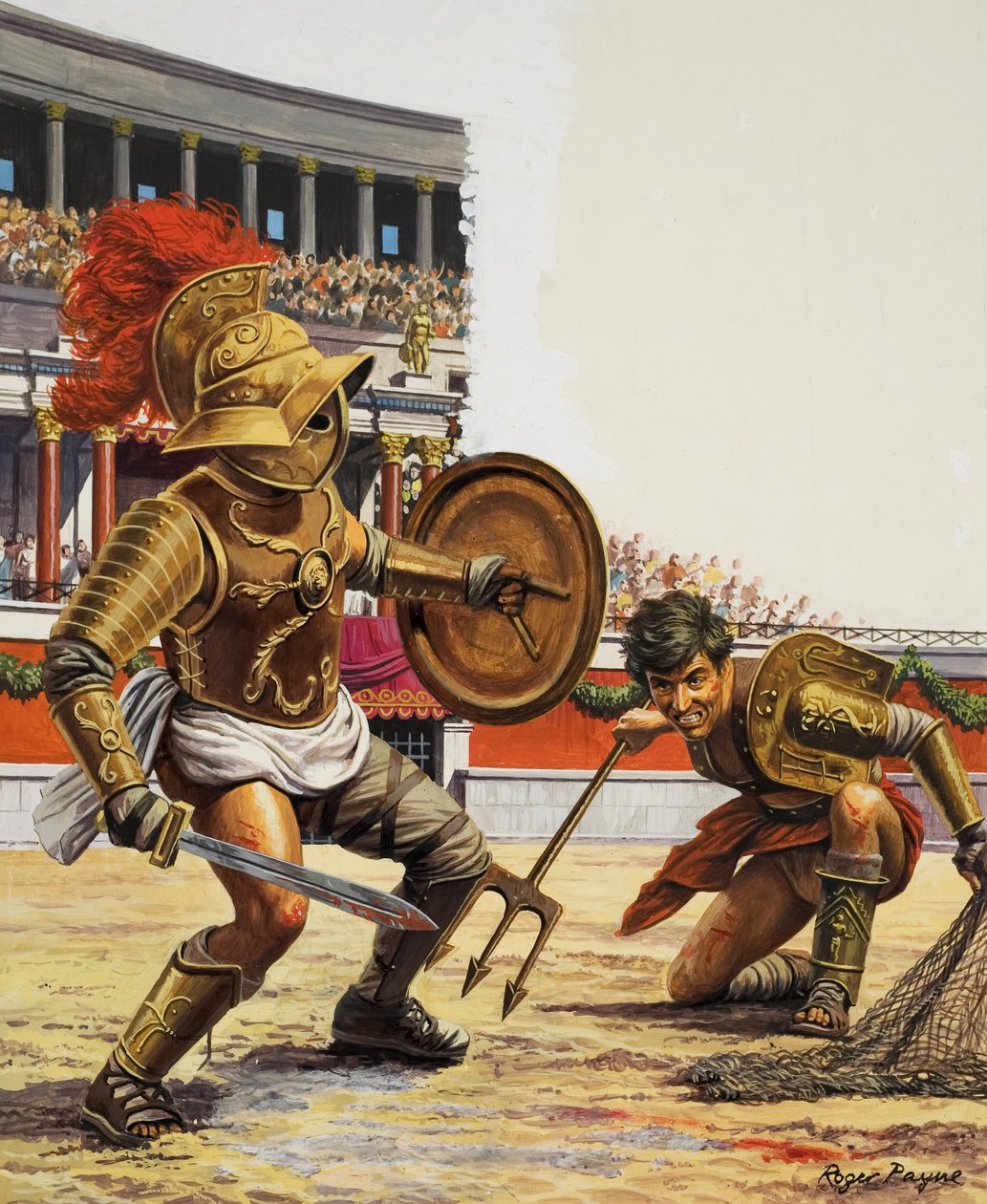 Gladiátorok (gouache, papír) alkotó: Roger Payne