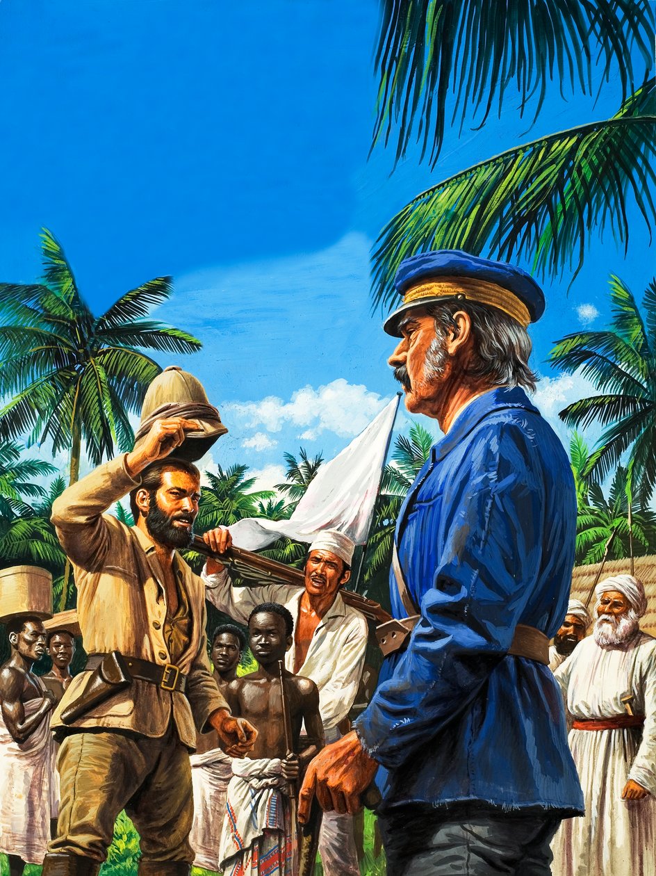 Henry Stanley üdvözli David Livingstone-t alkotó: Roger Payne