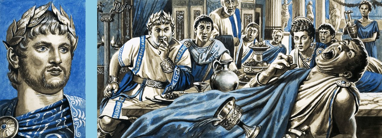 Néró és Néró portréja, amint Britannicus halálát nézi alkotó: Roger Payne