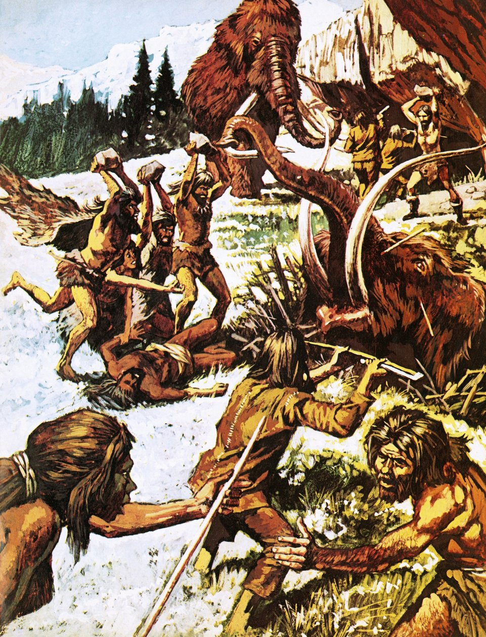 Mamutokra támadó őskori emberek alkotó: Roger Payne