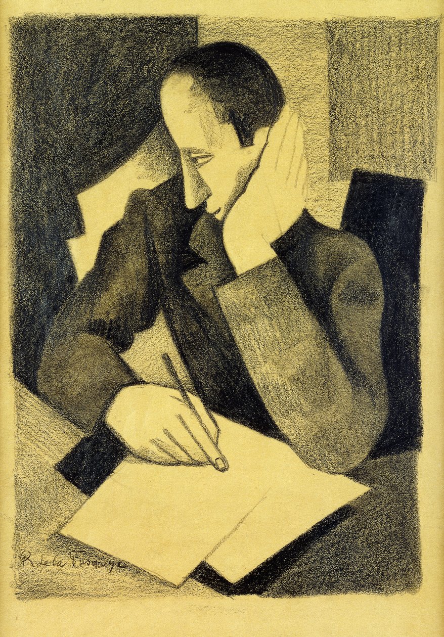 Férfi írás: Tanulmány a maláriáról; Férfi írás: Tanulmány Paludes számára, 1920 körül alkotó: Roger de La Fresnaye