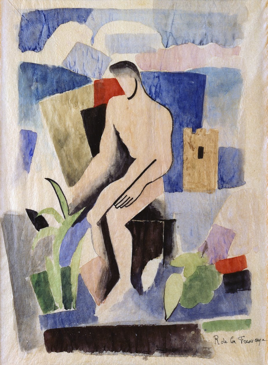 Ember a vidéken, tanulmány a malária ellen; Ember a tájban, Tanulmány Paludes számára, 1920 körül alkotó: Roger de La Fresnaye
