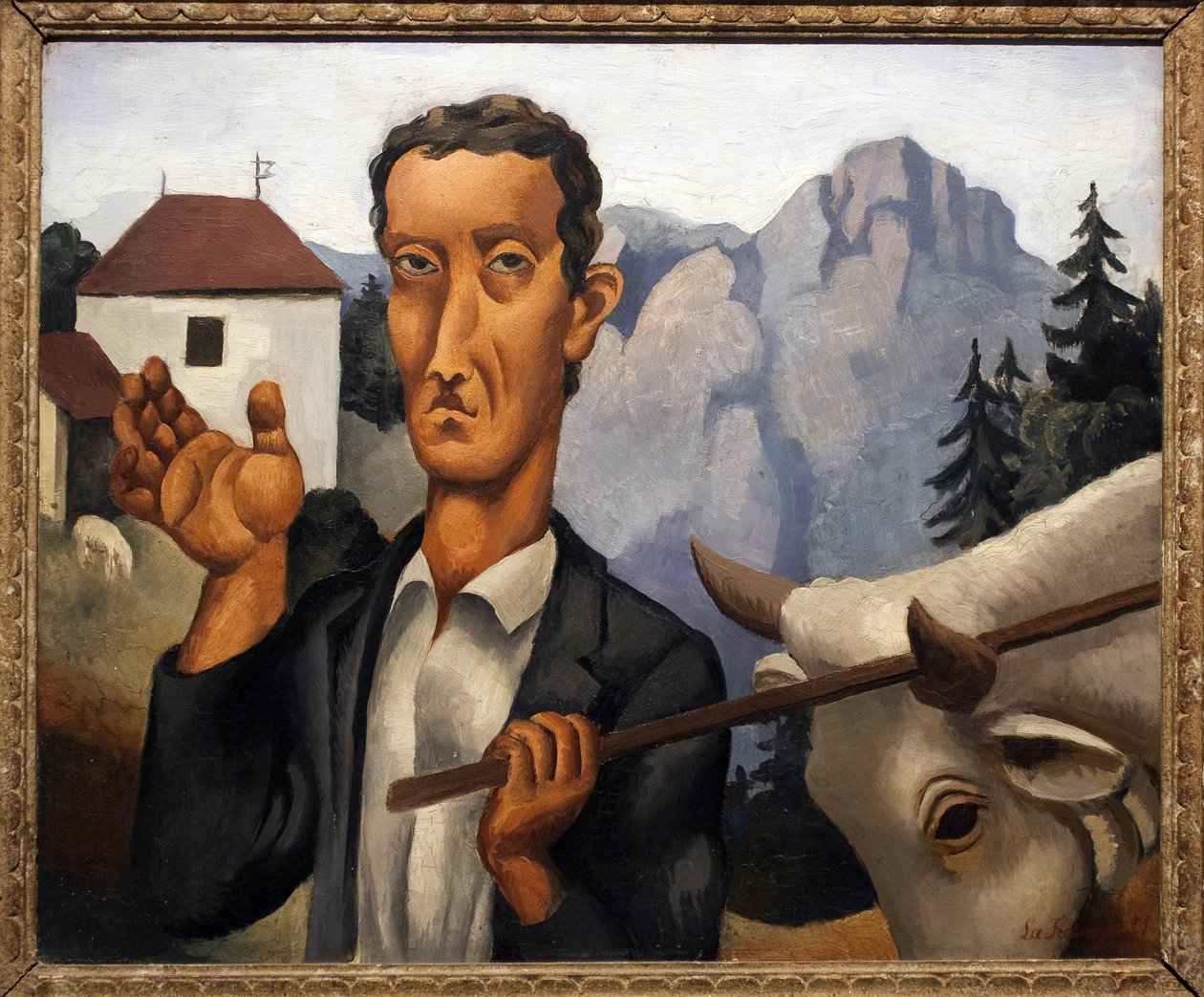 A szarvas. Roger de La Fresnaye (1885-1925) festménye, olaj, fa alkotó: Roger de La Fresnaye