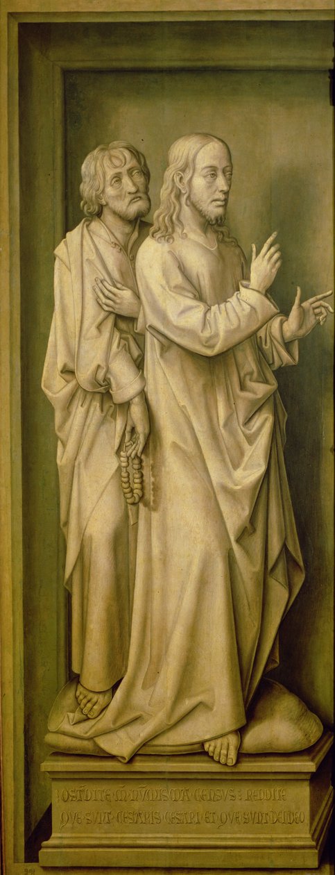 Krisztus és egy tanítvány, a Megváltás-triptichonból, 1455-59 alkotó: Rogier van der Weyden