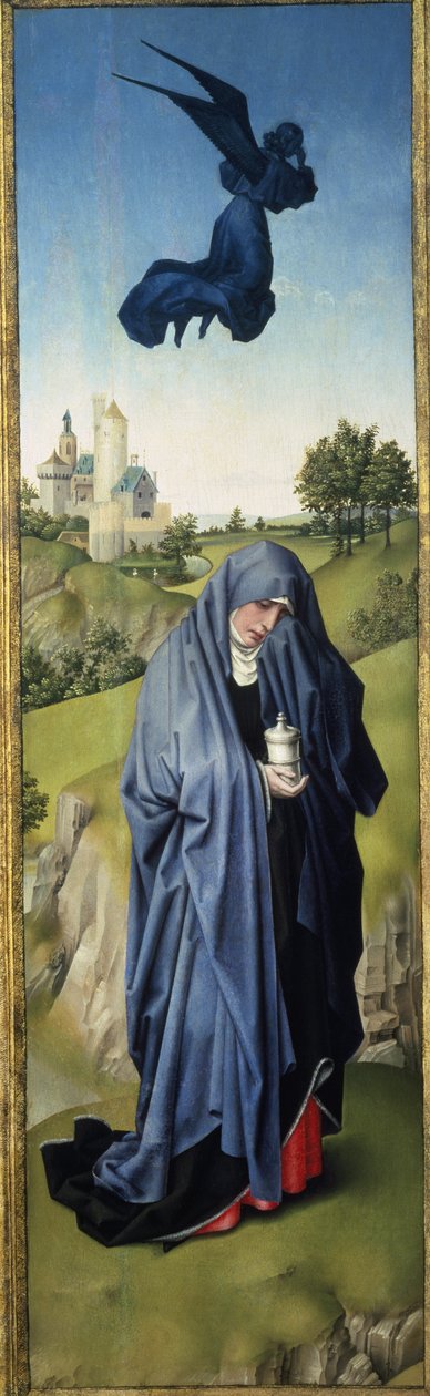 Mária Magdolna, Keresztre feszített triptichon, 1445 körül alkotó: Rogier van der Weyden