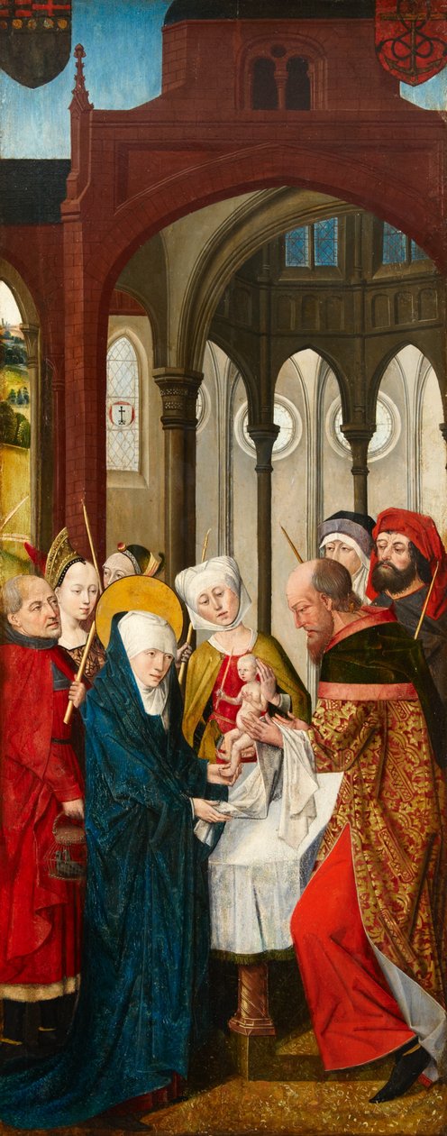 Krisztus bemutatása a templomban, a Weston Triptichon bal oldali panelje, 1480 körül alkotó: Rogier van der Weyden