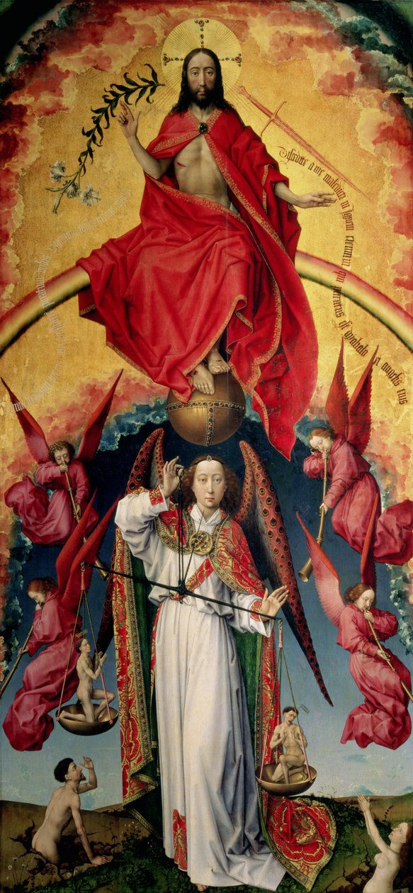 Szent Mihály a lelkeket mérlegeli, az Utolsó ítéletről, 1445-50 körül (lásd 20546) alkotó: Rogier van der Weyden