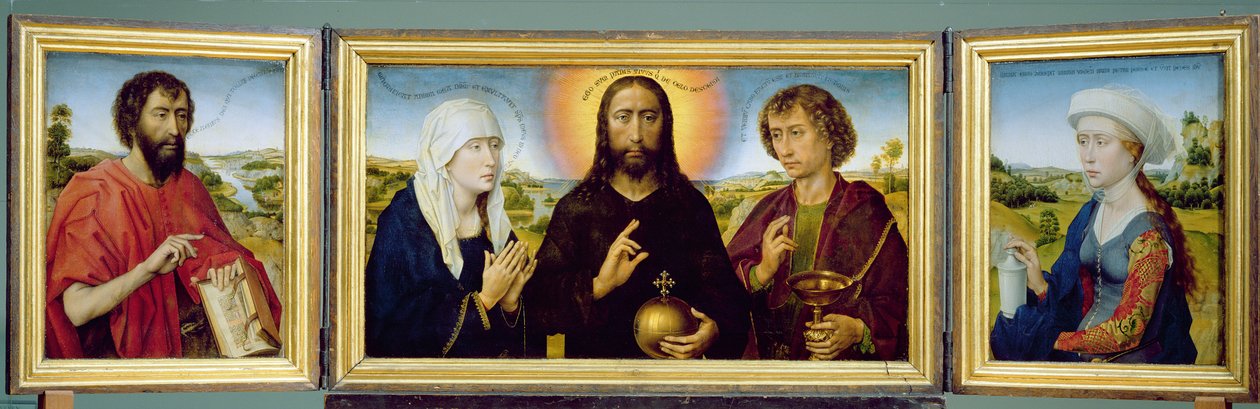 A Braque család triptichonja, Keresztelő Szent János, Megváltó Krisztus a Szűz és Szent János evangélista között, Szent Mária Magdolna, 1551 körül (olaj, falemez) (lásd még: 15987, 205723, 223218) alkotó: Rogier van der Weyden