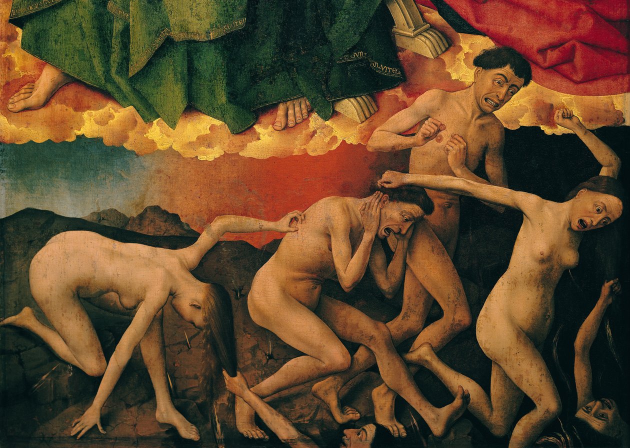 Az utolsó ítélet, részlet az elkárhozottak pokolba lépéséről, 1445-50 körül alkotó: Rogier van der Weyden