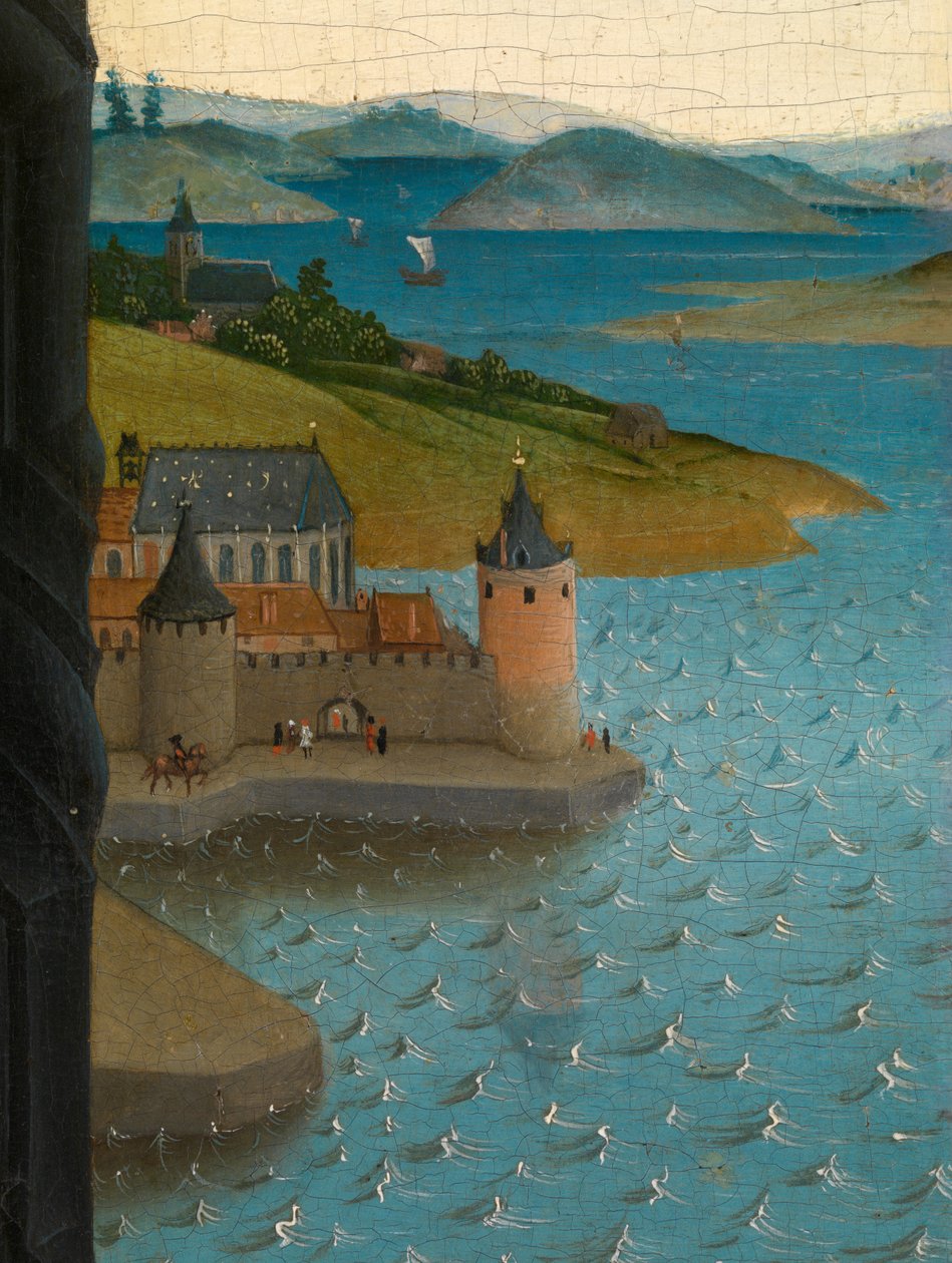 Részlet a Szűzanya portréját rajzoló Szent Lukácsról (olaj a táblán) alkotó: Rogier van der (after) Weyden