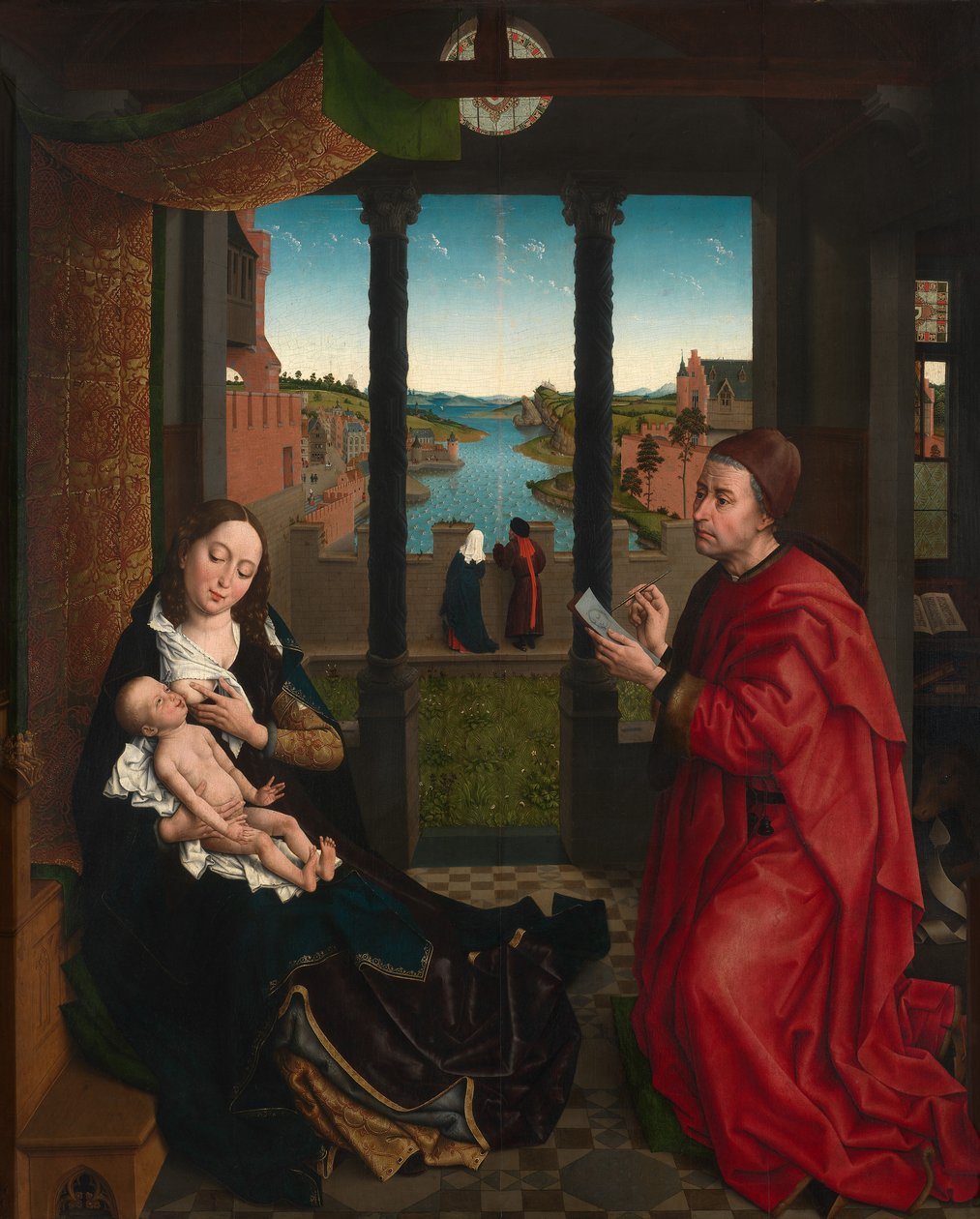 Szent Lukács a Szűzanya portréja (olaj, tábla) alkotó: Rogier van der (after) Weyden
