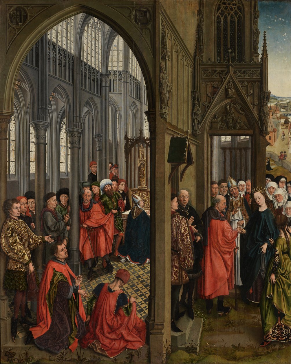 József rúdjának virágzása és a Szűz eljegyzése (olaj a táblán) alkotó: Rogier van der (follower of) Weyden