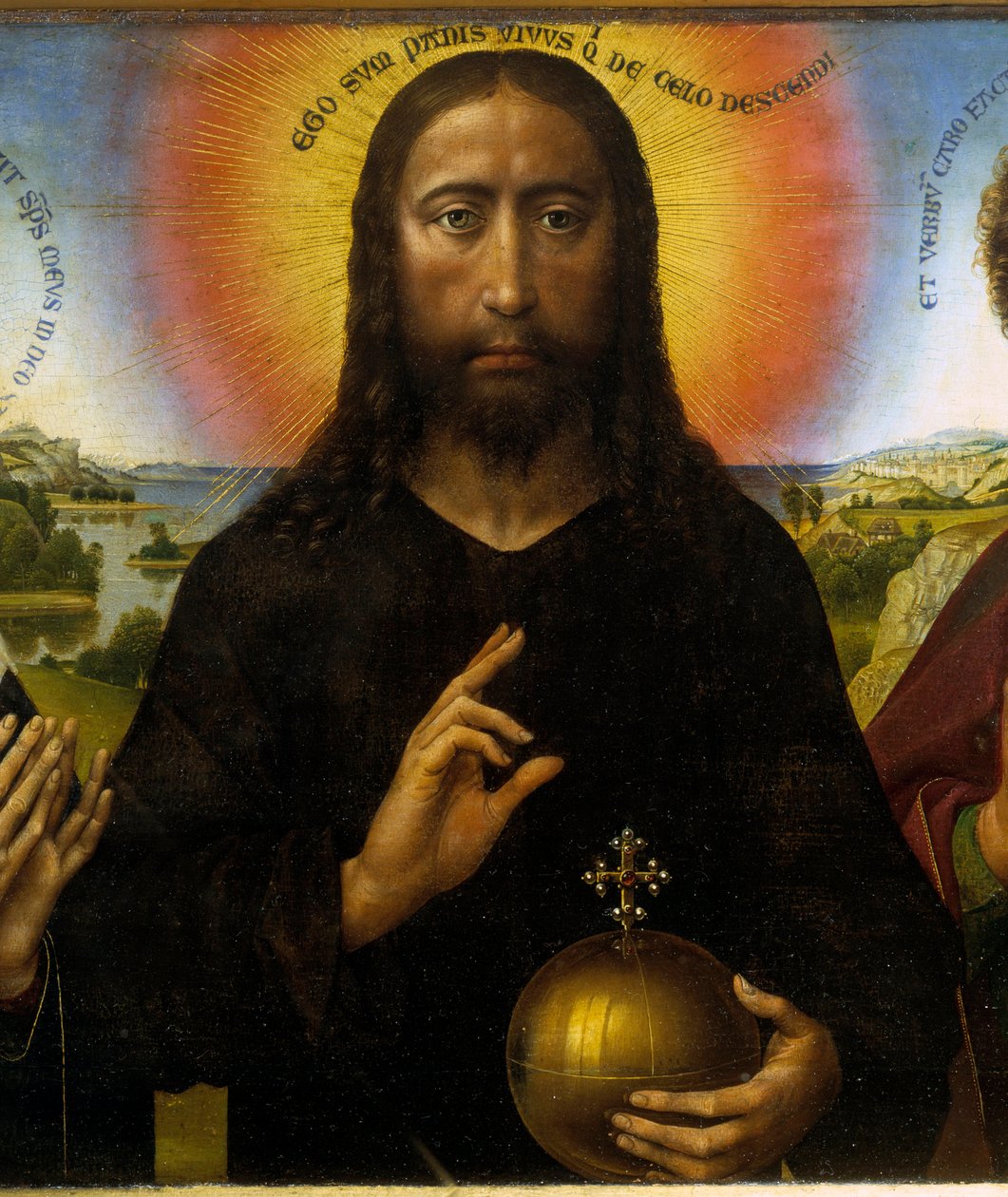 Megváltó Krisztus a Szűz és Szent János evangélista között – mondja a Braque triptichon. Krisztus részlete. Rogier (Roger) Van Der Weyden (1400-1464) festménye Ec. Nagyzolás. alkotó: Rogier van der Weyden