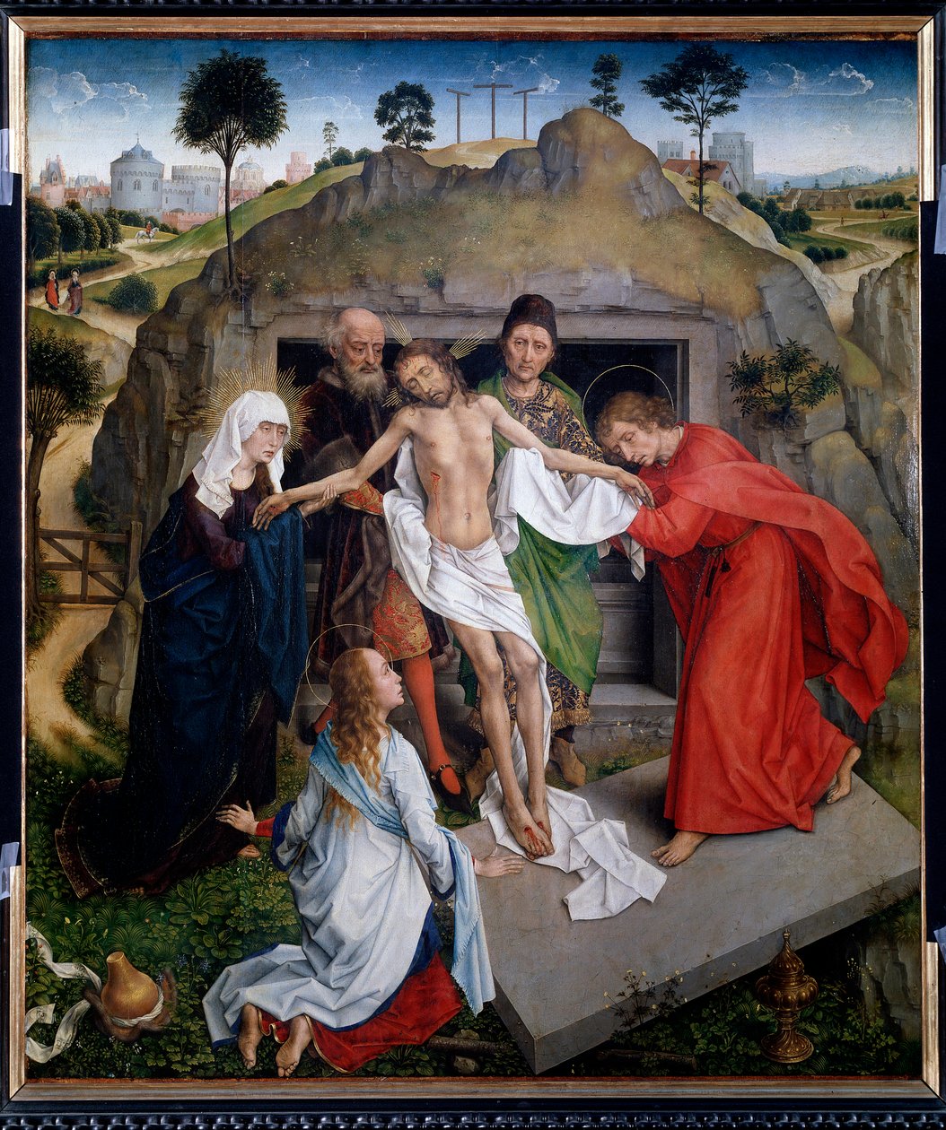 Lerakódás a sírban Krisztus siralma - olajtábla alkotó: Rogier van der Weyden