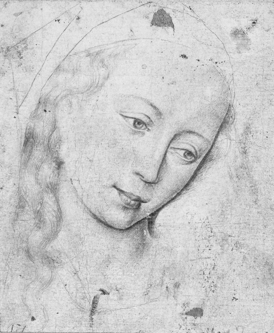 A Szűz feje (bw print) alkotó: Rogier van der Weyden