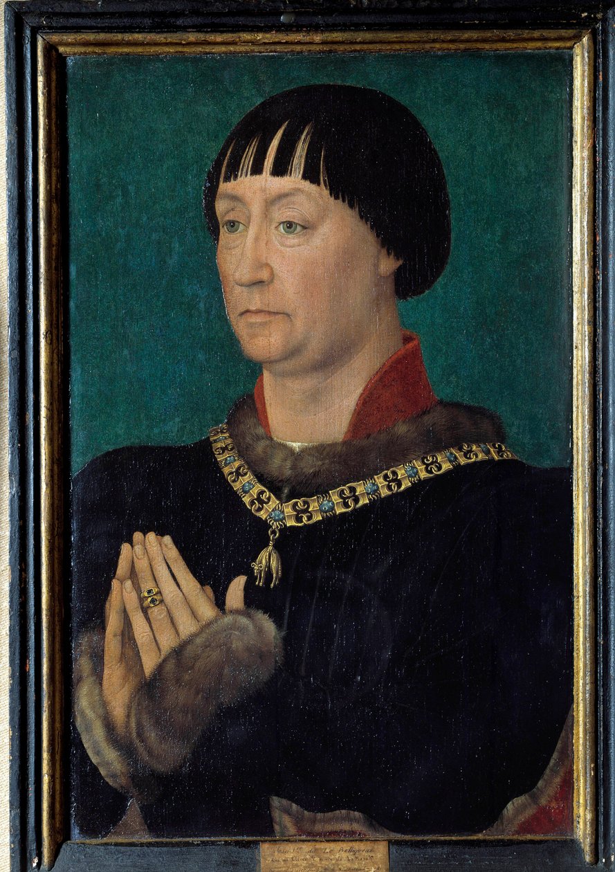 I. János portréja: Belliqueux, Cleves hercege (1419-1481) Rogier (Roger) van der Weyden (1400-1464) festménye 15. századi nap. 0,49x0,31 m. alkotó: Rogier van der Weyden