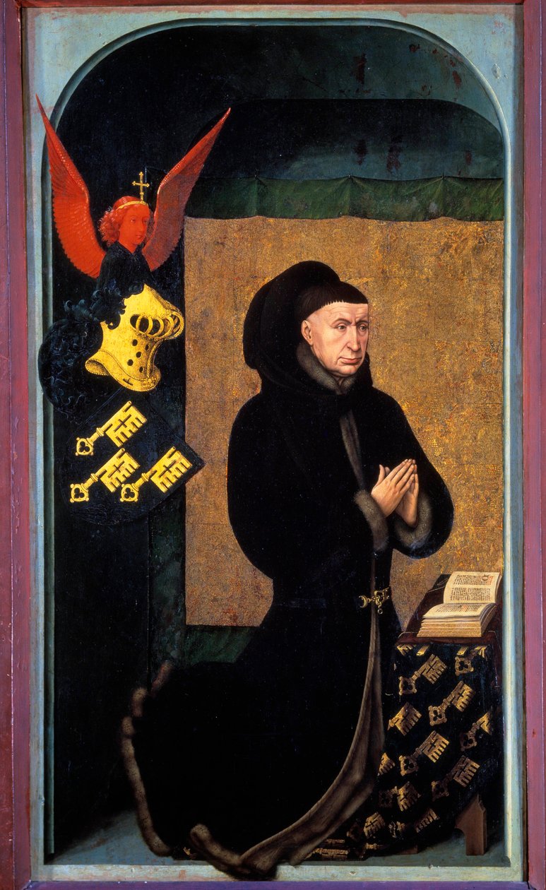 Nicolas Rolin (1376-1461) burgundi kancellár portréja Philippe Le Bon vezetésével és a Hospices de Beaune alapítója 1443-ban Rogier (Roger) Van Der Weyden (1400-1464) festménye 15. századi Beaune, múzeum Hotel Dieu - Nicolas portréja Rolin (1376-1 alkotó: Rogier van der Weyden