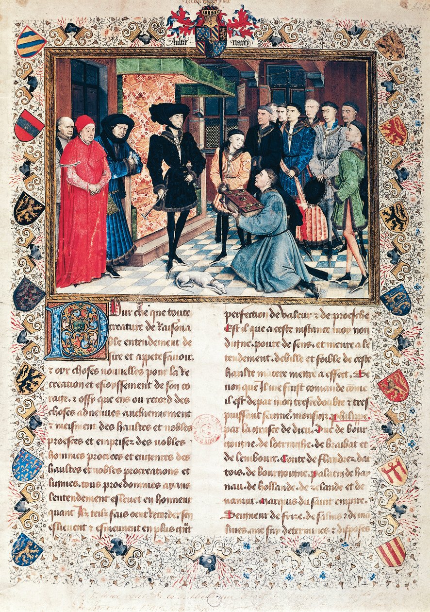 Jean Wauquelin Hainaut krónikáinak bemutatása Jó Philippe burgundiai hercegnek (1396-1467) alkotó: Rogier van der Weyden