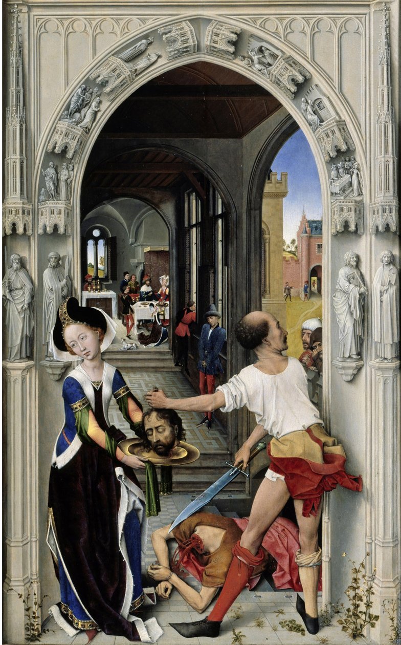 Keresztelő Szent János lefejezése Szent János oltár, jobb oldali tábla, 1455 körül alkotó: Rogier van der Weyden