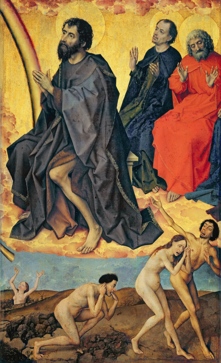 Az elkárhozottak útban a pokolba és a szentek mennyei birodalmába, az utolsó ítélettől, 1445-50 körül alkotó: Rogier van der Weyden