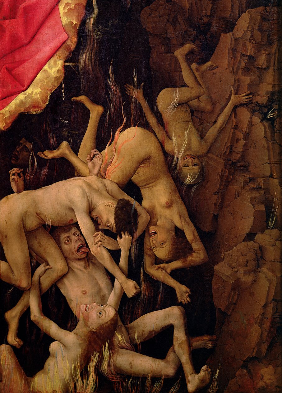Az utolsó ítélet, az elkárhozottak pokolba esésének részlete, 1445-50 alkotó: Rogier van der Weyden