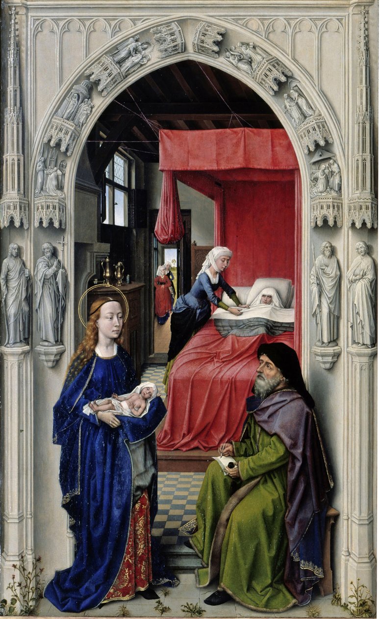 Keresztelő János születése Szent János-oltár, bal oldali tábla, 1455 körül alkotó: Rogier van der Weyden