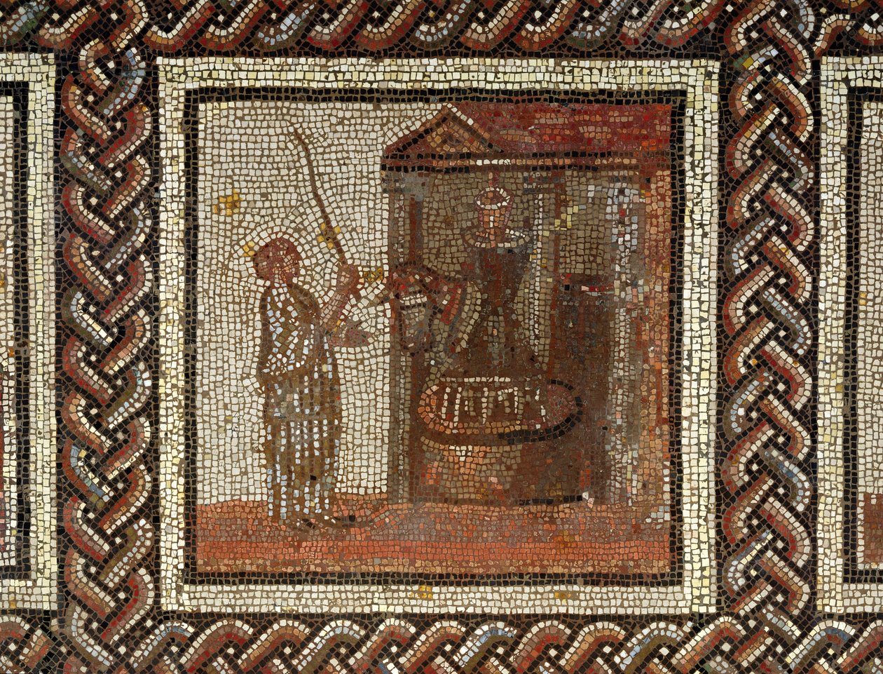 Malomkő, amelyet egy szamár forgatott, Saint-Romain-en-Galból (mozaik) alkotó: Roman