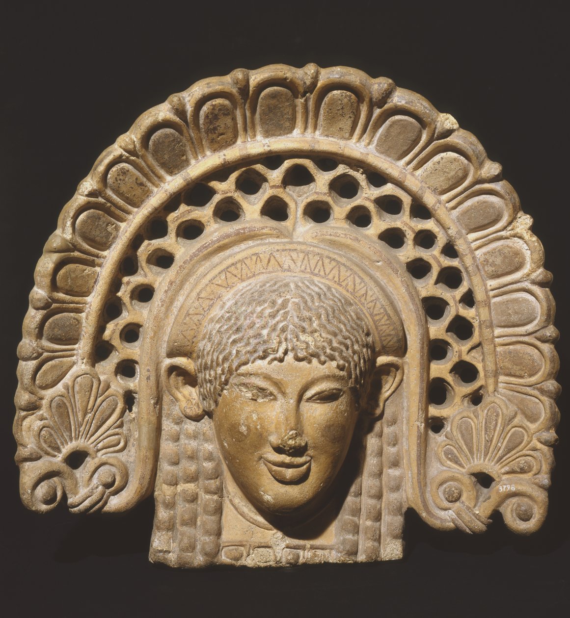 Egy női fejet ábrázoló antefix, Lanuvióból alkotó: Roman
