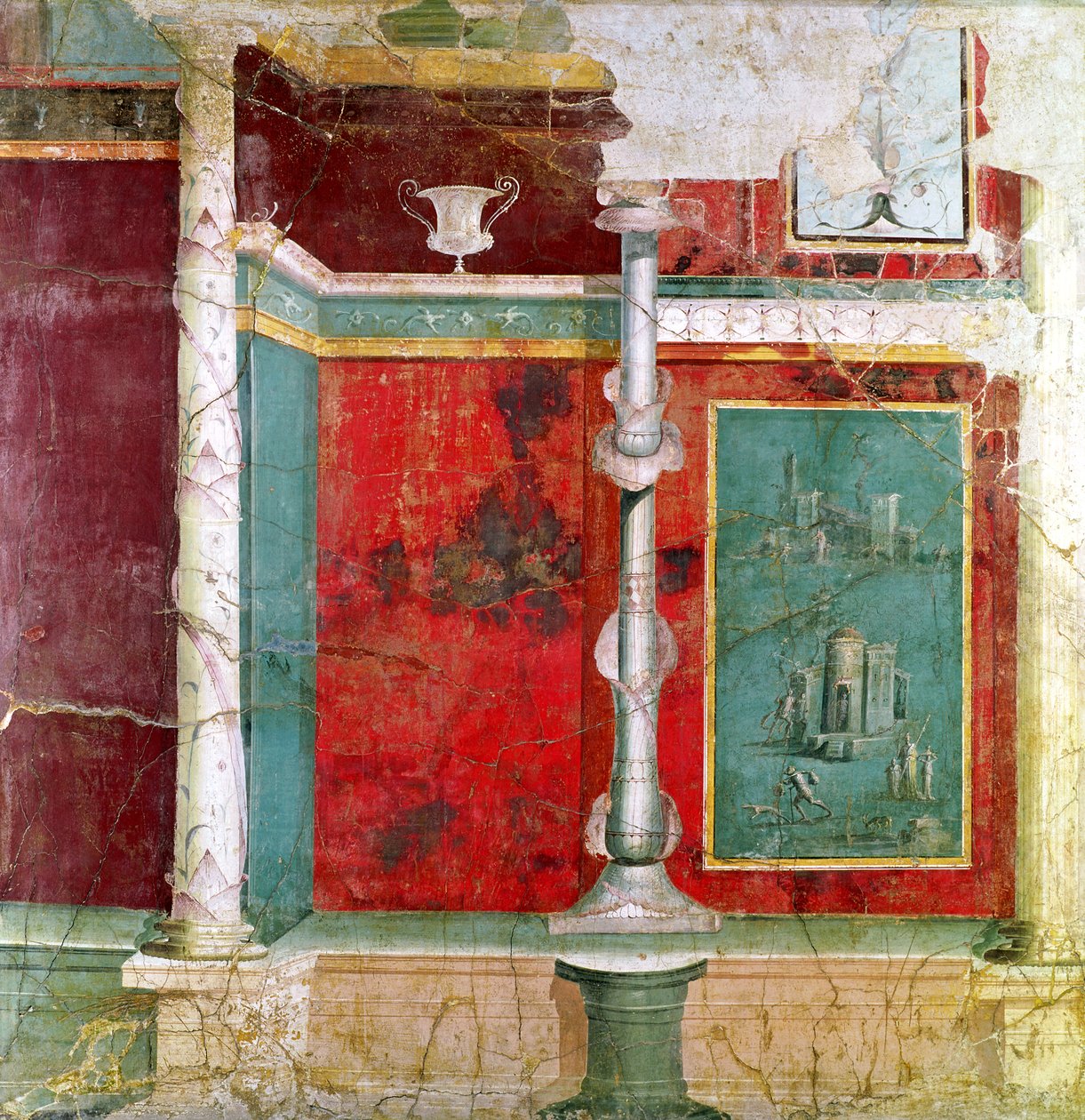 Építészeti részlet tájjal, Pompeiből alkotó: Roman