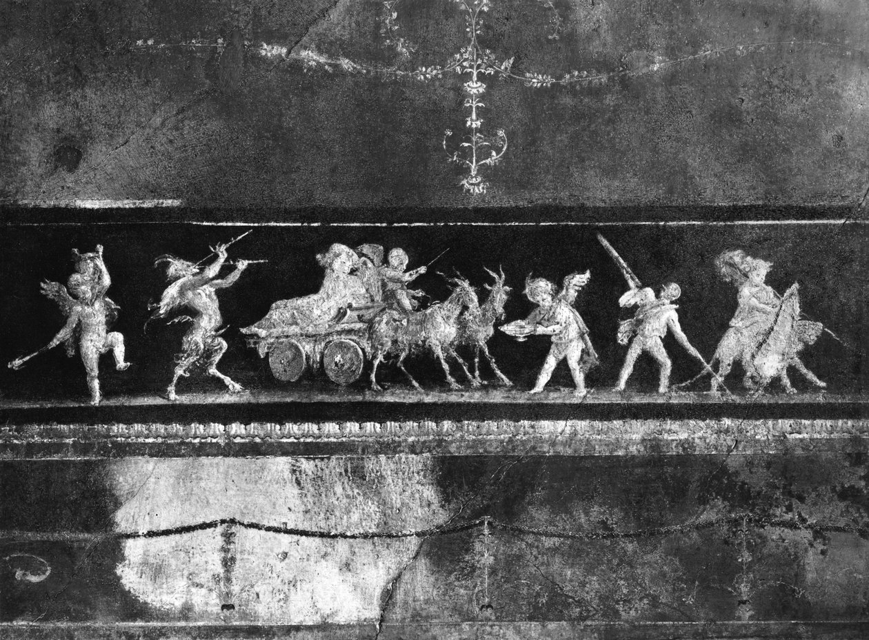 Kerubok bakchikus körmenete, fríz a Casa dei Vettii (Vettik háza) Oecusából, Kr.u. 50-79. alkotó: Roman