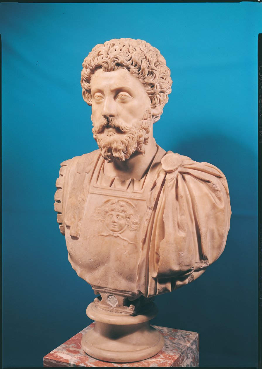 Marcus Aurelius (121-180) mellszobra (márvány) alkotó: Roman
