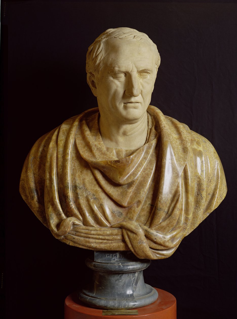 Marcus Tullius Cicero mellszobra (Kr. e. 106-43) (márvány és kő) alkotó: Roman