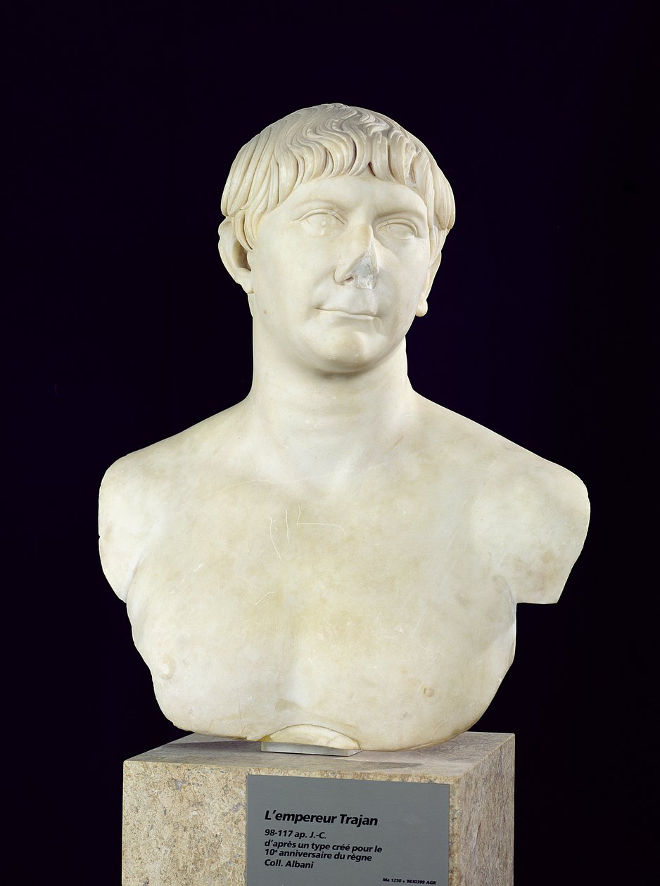 Traianus mellszobra (53-117) 108 körül (márvány) alkotó: Roman