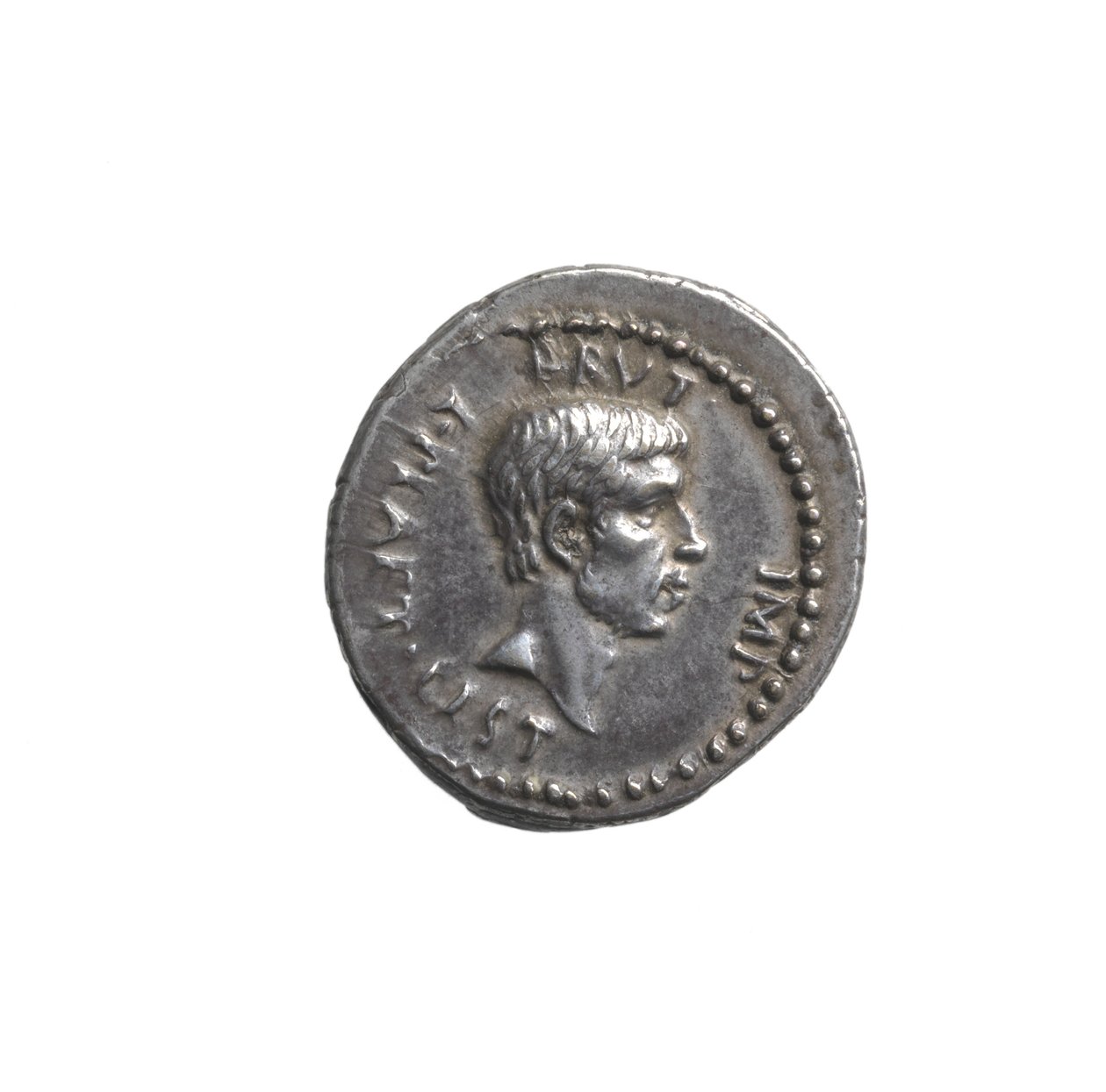 Denarius, amely Brutus fejét ábrázolja (ezüst) alkotó: Roman