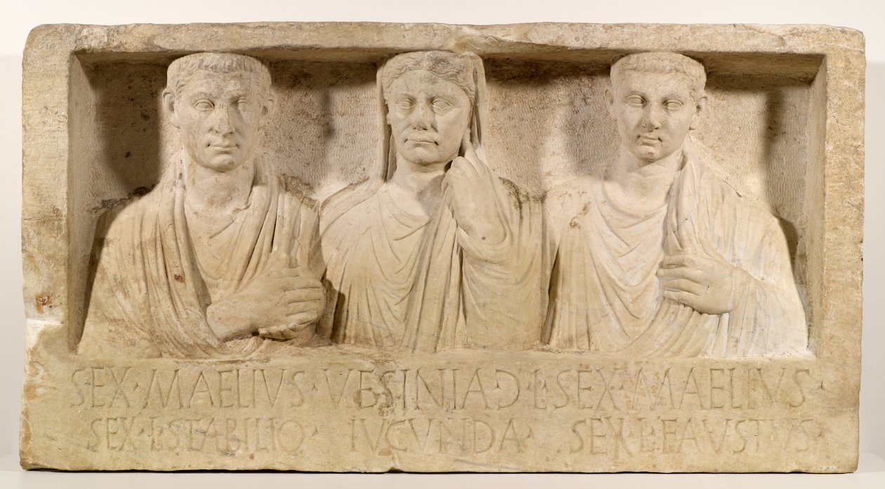 Sextus Maelius Stabilio, Vesinia Iucunda és Sextus Maelius Faustus temetési emlékműve alkotó: Roman