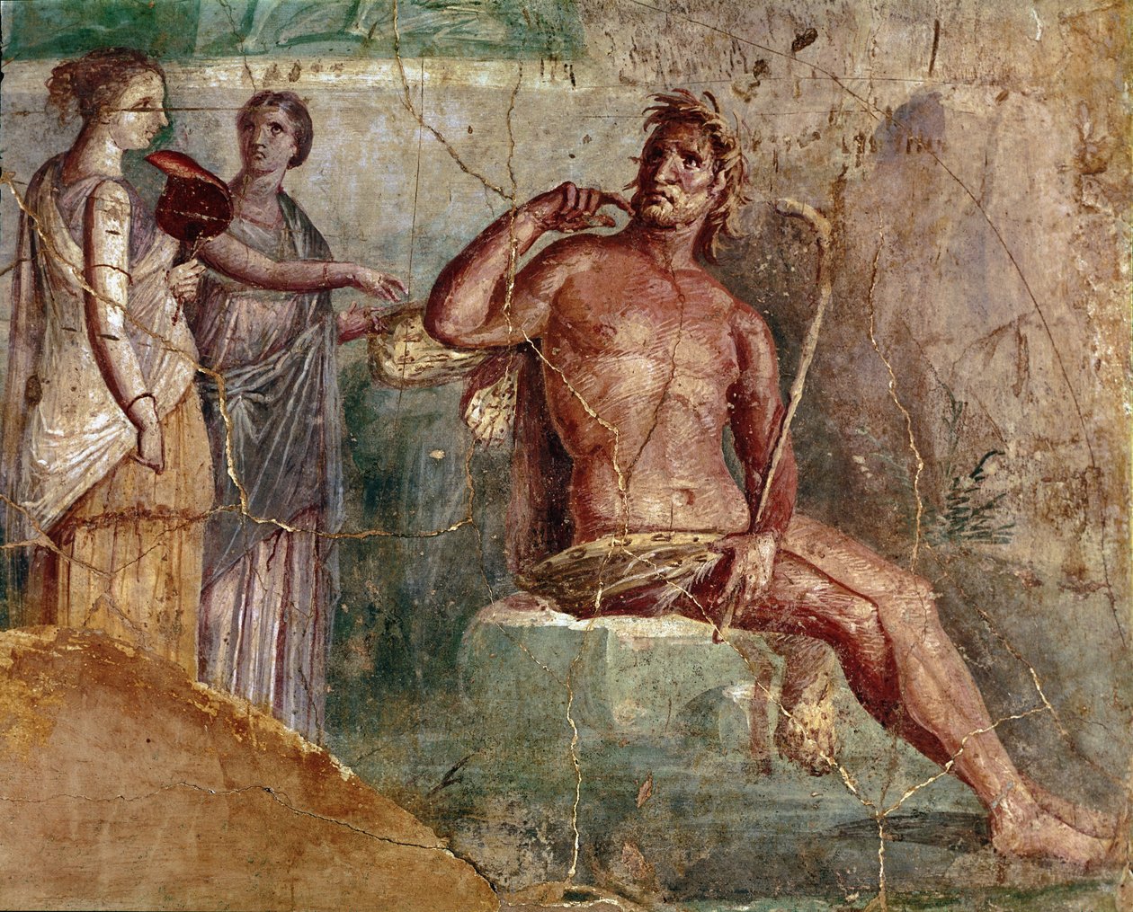 Galatea, legyezővel, és Polyphemus, Pompeiiből, Kr.u. 60-80 alkotó: Roman