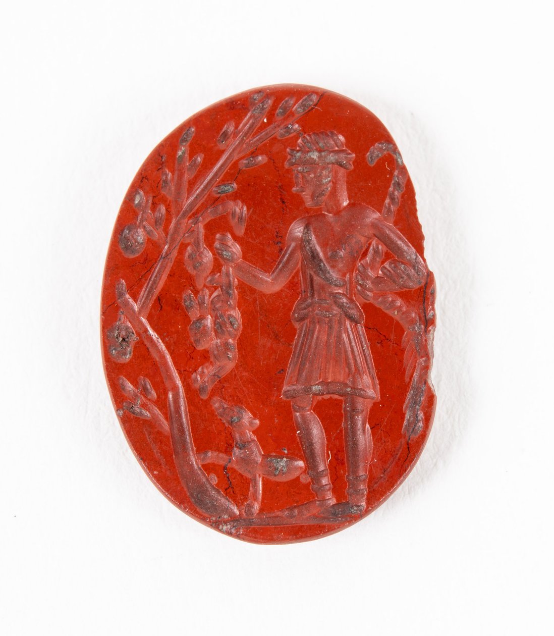 South Shieldsből származó mélynyomás, amelyen Silvanus-Cocidius (római-kelta vadászistenség) látható nyúllal és vadászkutyával, Kr.u. 3. század elején alkotó: Roman