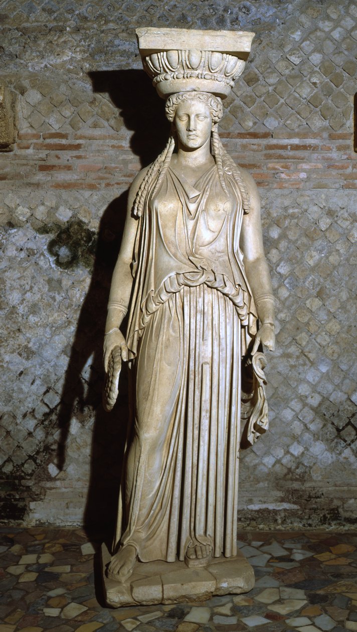 Kore, egy kariatida másolata az athéni Erechtheionból (márvány) alkotó: Roman