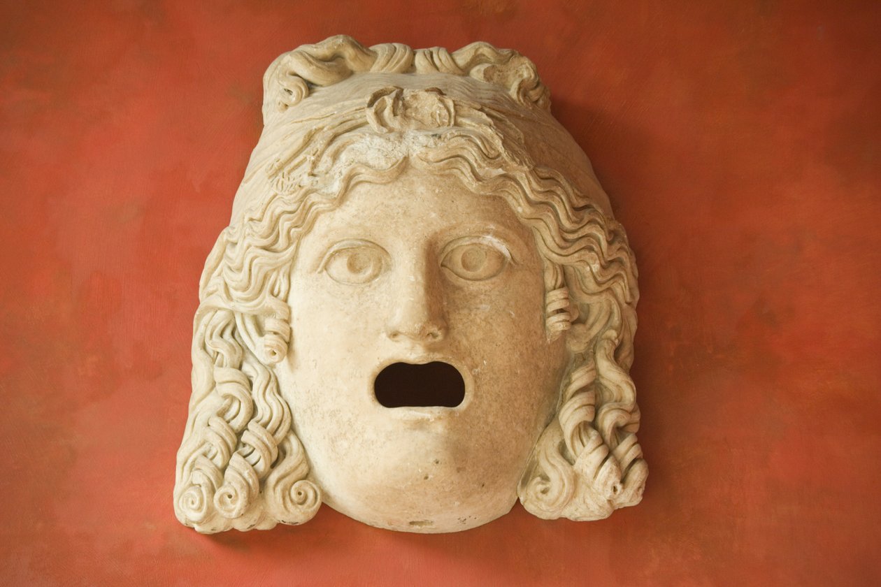 Nyitott szájú maszk, római császárkor (Kr. e. 30-500) (márvány) alkotó: Roman