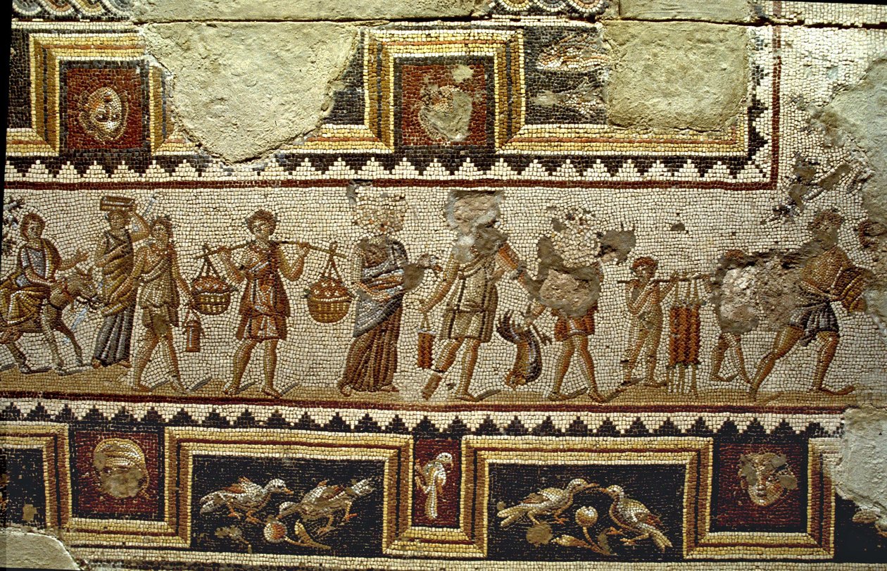 Úton a piacra, mozaikpadló részlete, Tzippori fotó alkotó: Roman