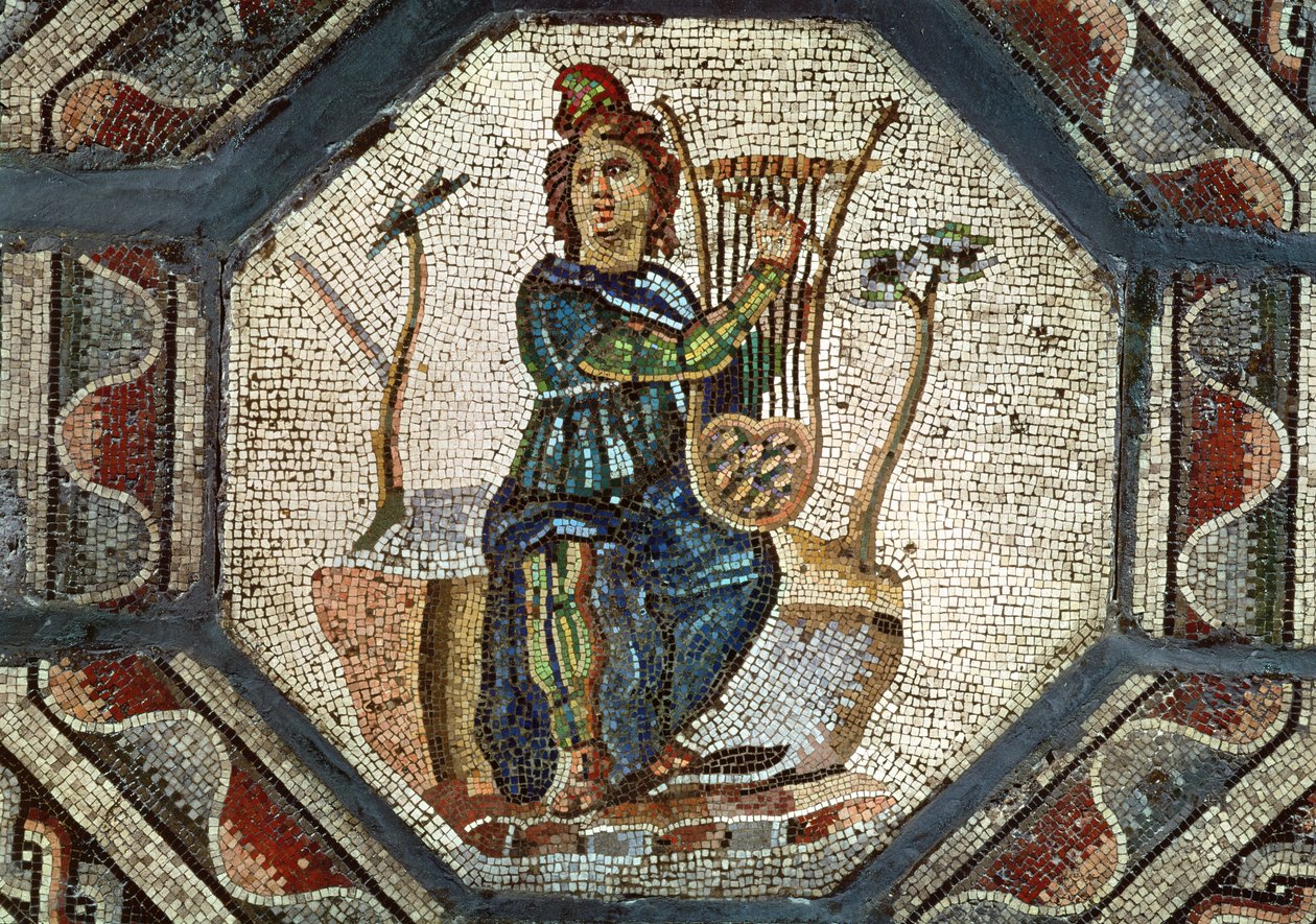 Orpheus elbűvölő az állatok (mozaik) alkotó: Roman