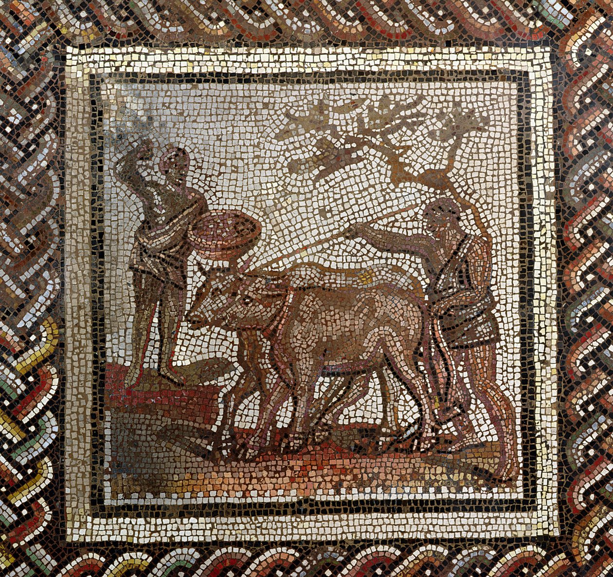 Szántás, Saint-Romain-en-Galból, Rhône-Alpes, Franciaország, Kr.u. 3. század (mozaik) alkotó: Roman