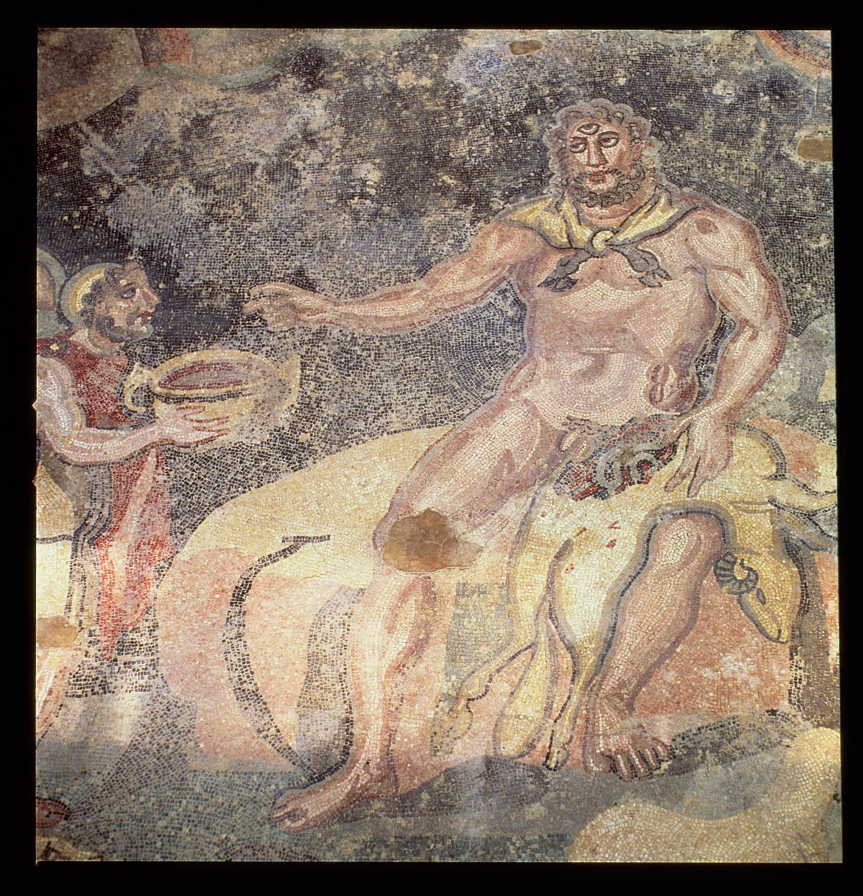Polyphemus the Cyclops, római mozaik, Kr.u. 4. század eleje (mozaik) alkotó: Roman
