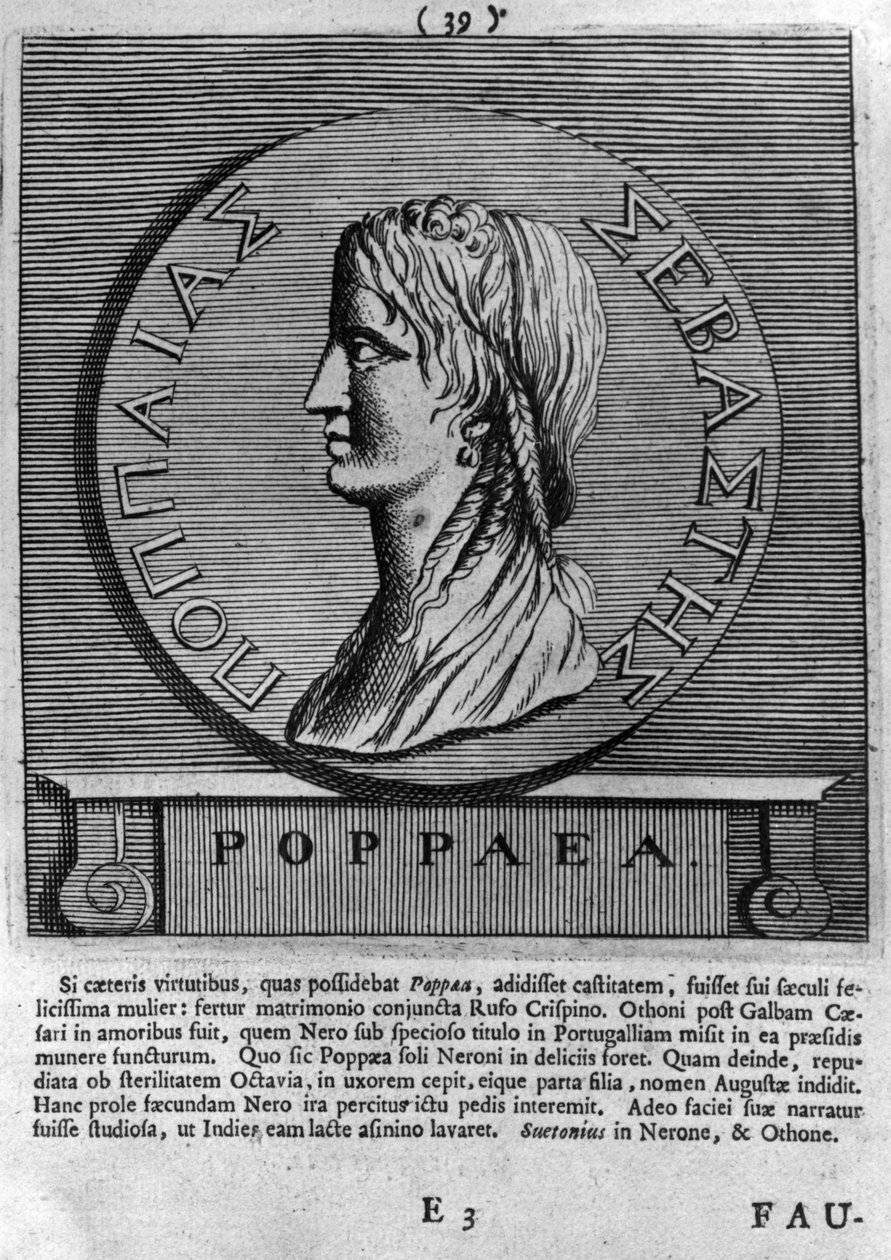Poppaea Sabina, metszet egy Kr. u. 54-68-ban keltezett római érme után alkotó: Roman