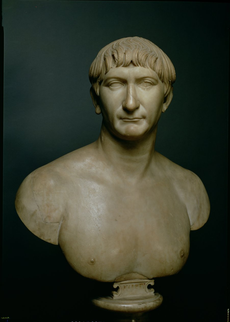 Traianus császár (i.sz. 53-117) arcképes mellszobra, Kr.u. 1-2. század (márvány) alkotó: Roman