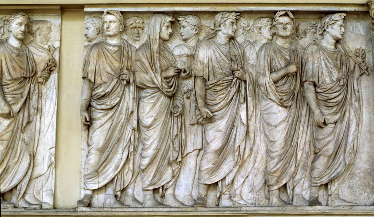 Felvonulás, az Ara Pacis északi fala (márvány) alkotó: Roman