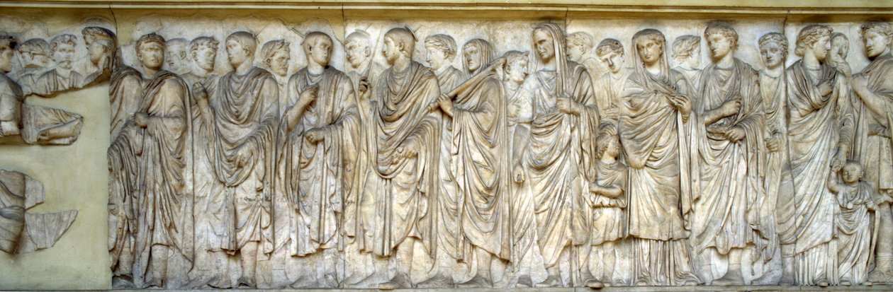 Felvonulás, az Ara Pacis déli fala (márvány) alkotó: Roman