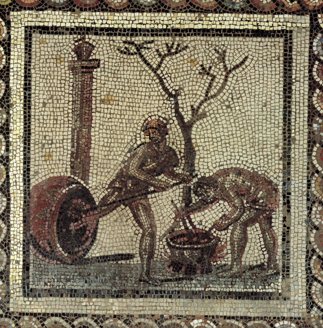 Védőedények szurokkal bor tárolására, Saint-Romain-en-Gal, Rhône-Alpes, Franciaország (mozaik) alkotó: Roman